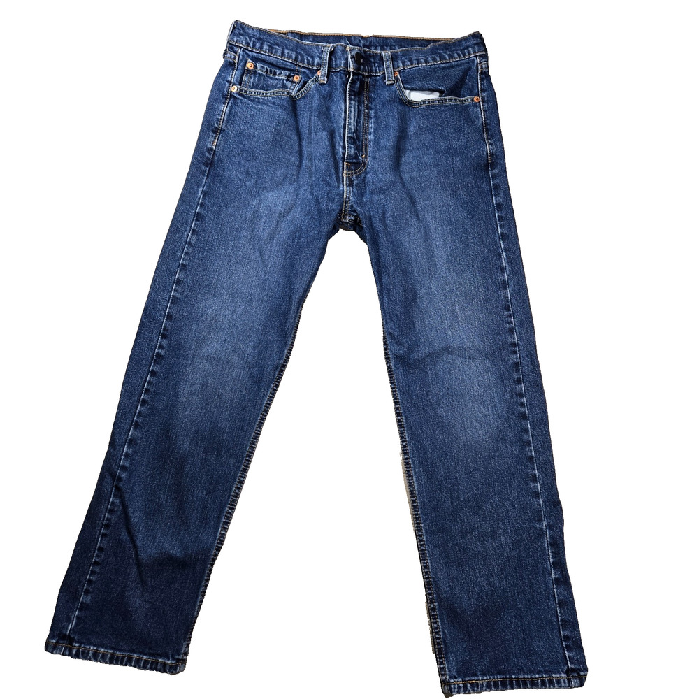 Levi's 505 Jeans Men's 34x29 Blue Denim Regular Taper Distressed Red Tab Classic